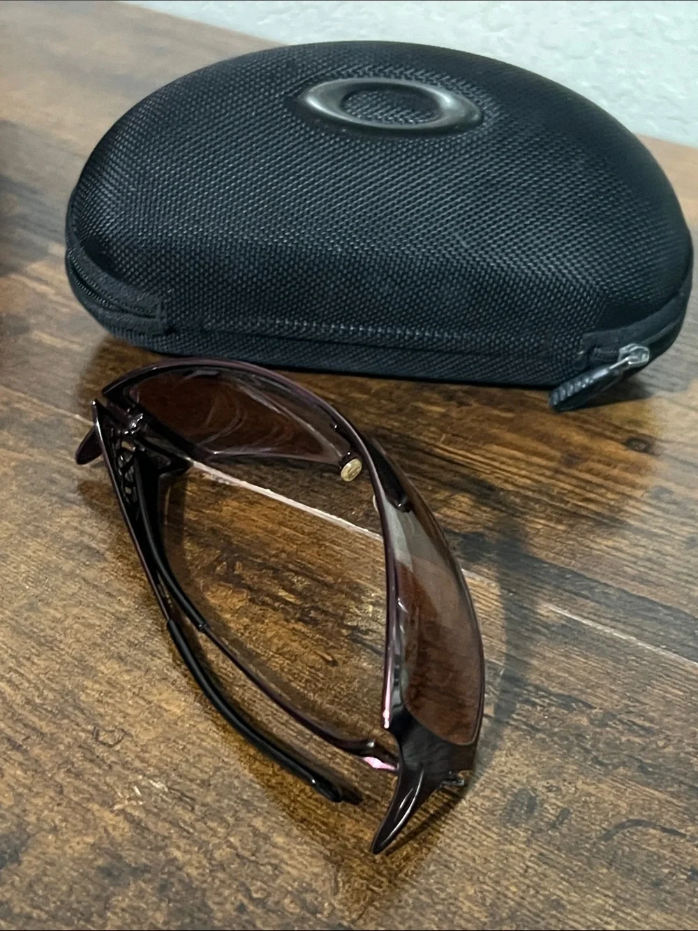Oakley Brown Shield Sunglasses with Black Hard Case